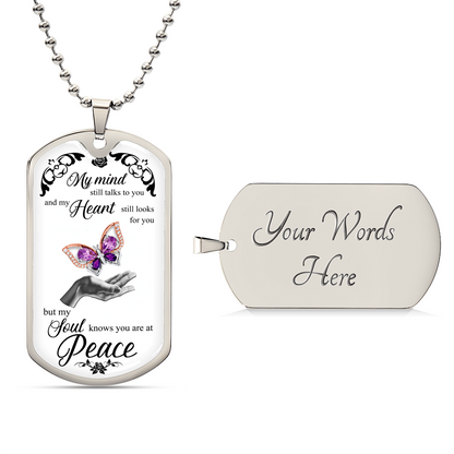 Custom Stainless Steel Necklace With Butterfly - Women Personalized Necklace - Best Gift For Girlfriend - Army Tag Necklace, Dog Tag Necklace