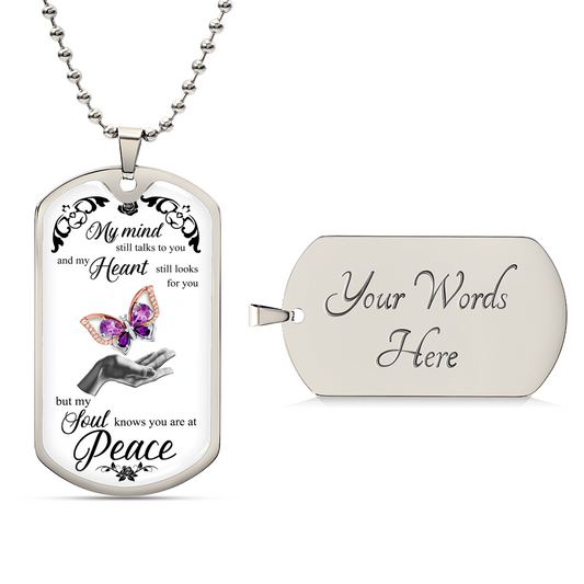 Custom Stainless Steel Necklace With Butterfly - Women Personalized Necklace - Best Gift For Girlfriend - Army Tag Necklace, Dog Tag Necklace