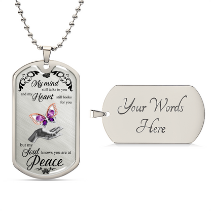 Gem Butterfly On Lady Hand Luxury Dog Tag - Army Tag Necklace, Dog Tag Necklace