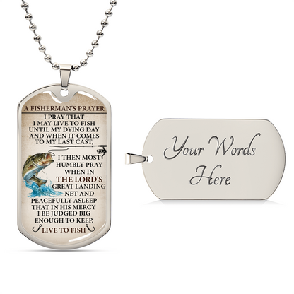 A Fisherman's Prayer - Army Tag Necklace, Dog Tag Necklace