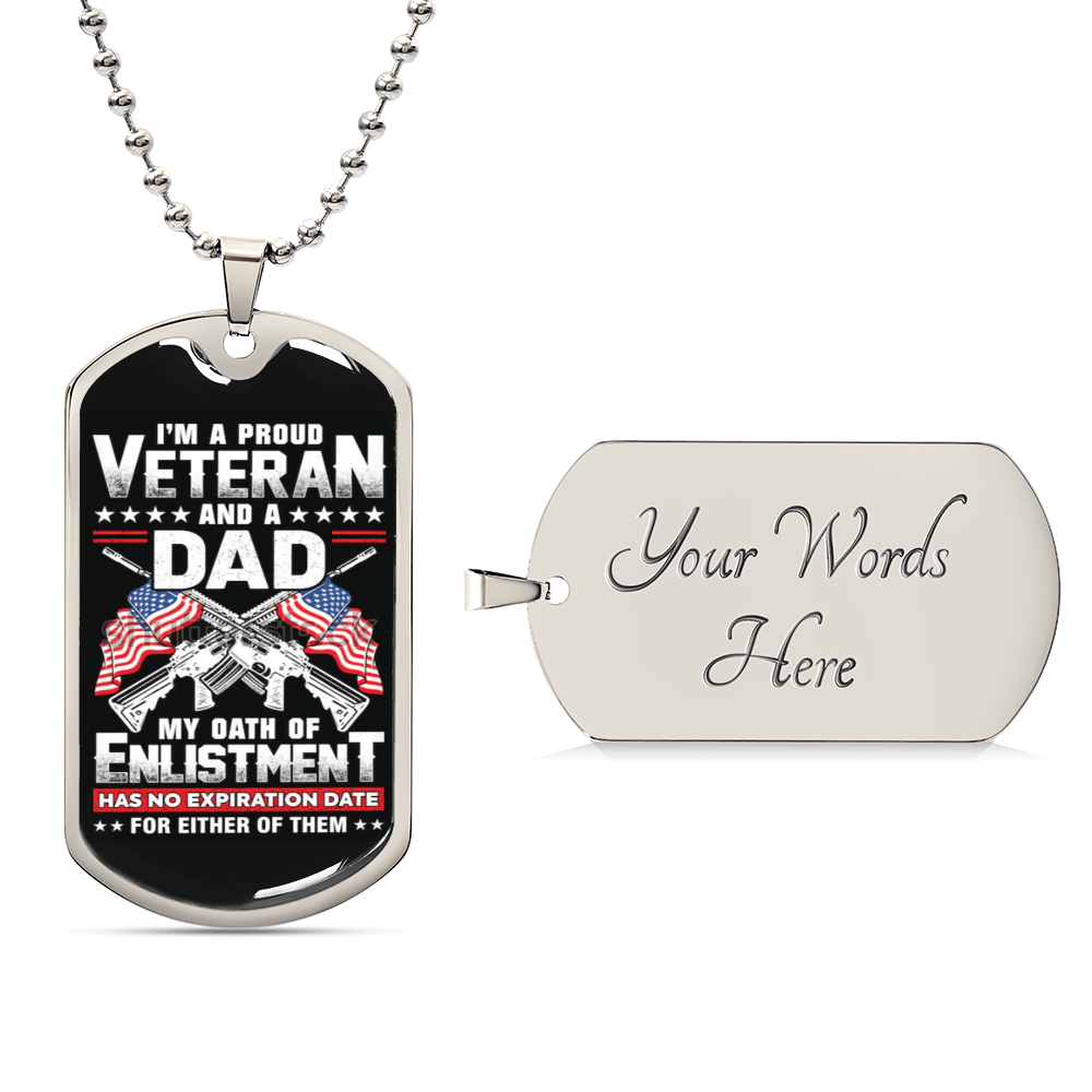 Veterans Dad Gift, Military Dog Tag, Engraved Necklace, Veteran Gift, Custom Dog Tags, Military Gift Ideas - Army Tag Necklace, Dog Tag Necklace