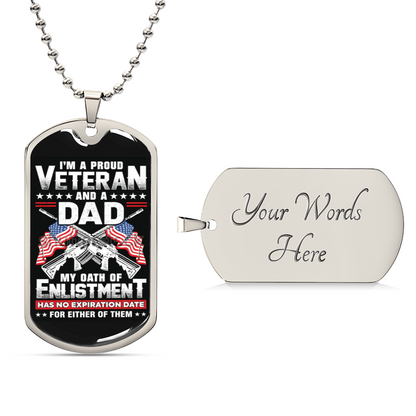 Veterans Dad Gift, Military Dog Tag, Engraved Necklace, Veteran Gift, Custom Dog Tags, Military Gift Ideas - Army Tag Necklace, Dog Tag Necklace