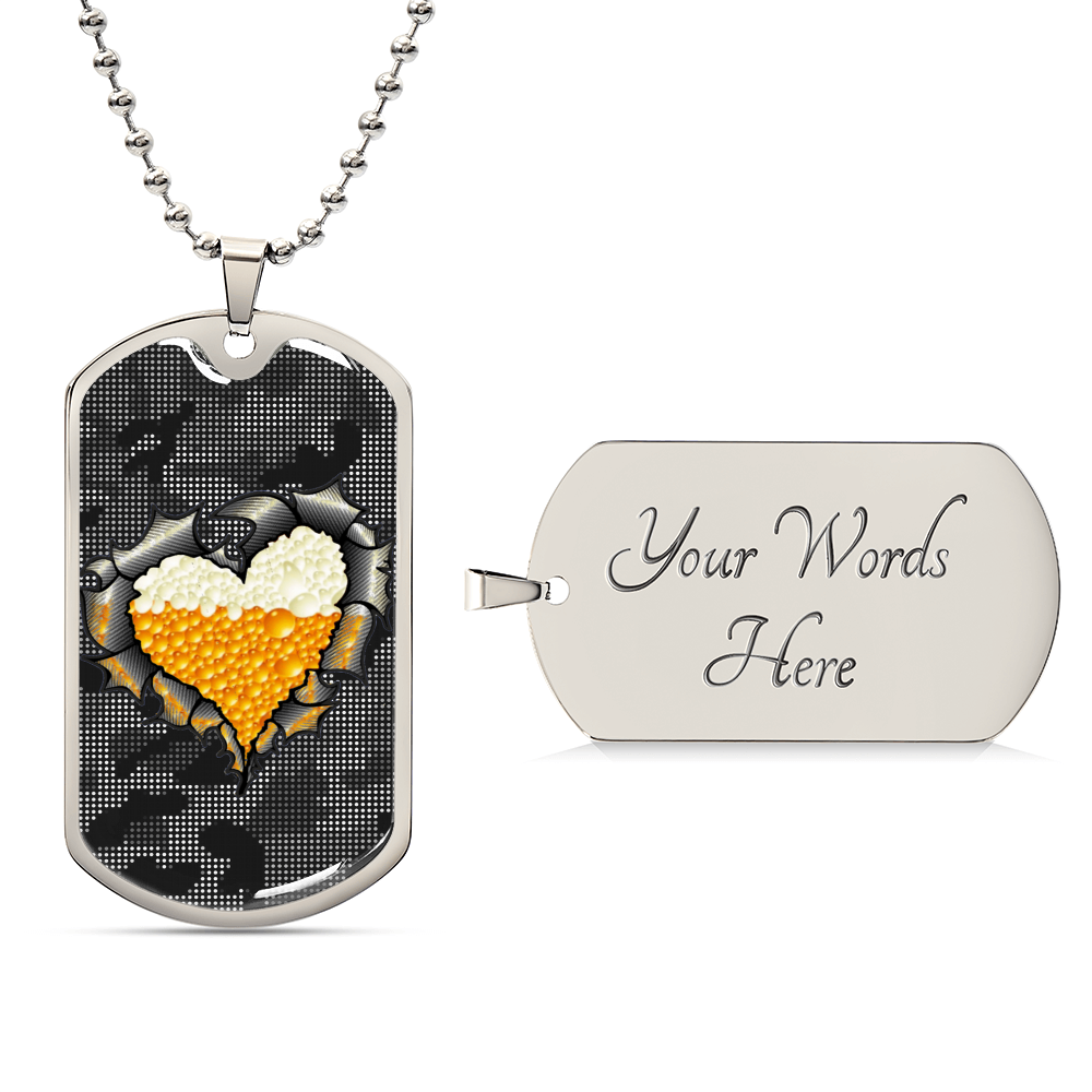 Beer Inside Beer Lover Dog-Tag Necklace - Army Tag Necklace, Dog Tag Necklace