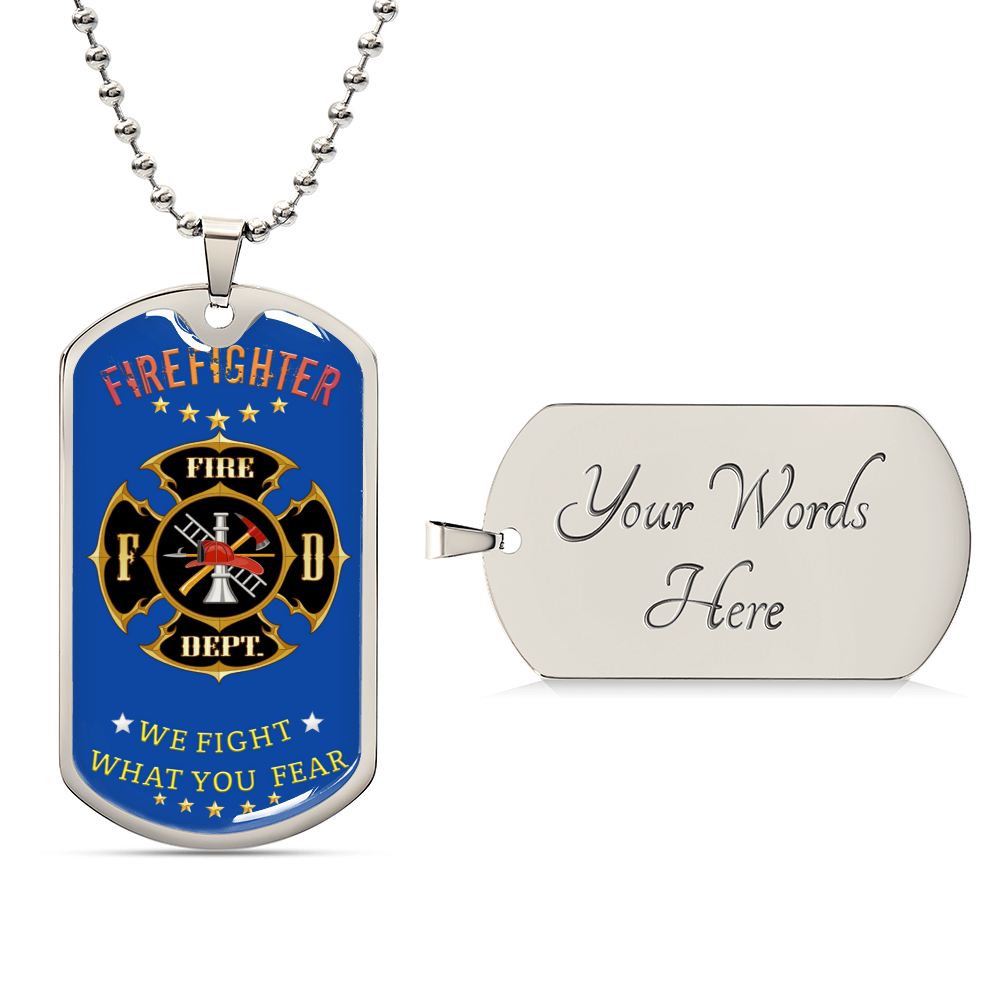 Firefighter Dog Tag - Army Tag Necklace, Dog Tag Necklace