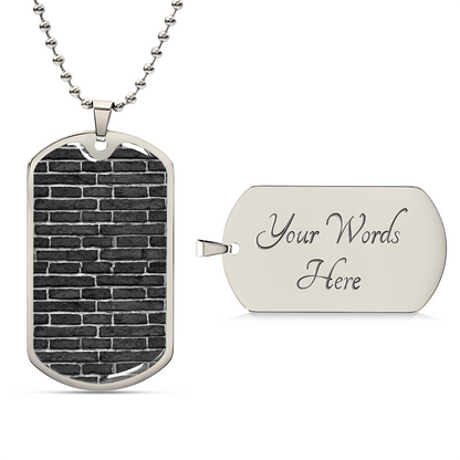 Black Bricks - Bricklayer Dog Tag With Military Ball Chain Jewelry Necklace - Army Tag Necklace, Dog Tag Necklace
