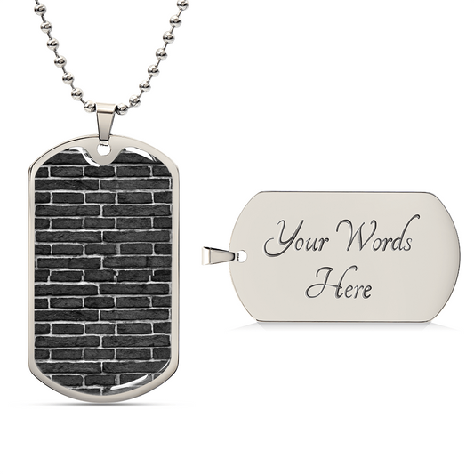 Black Bricks - Bricklayer Dog Tag With Military Ball Chain Jewelry Necklace - Army Tag Necklace, Dog Tag Necklace