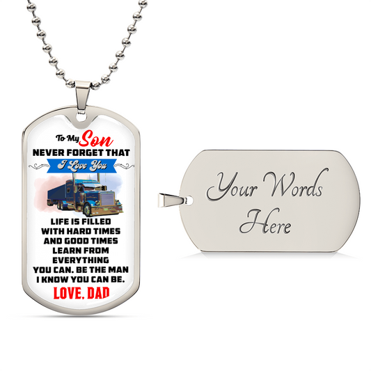 Trucker's Son - Premium Dog Tag - Army Tag Necklace, Dog Tag Necklace