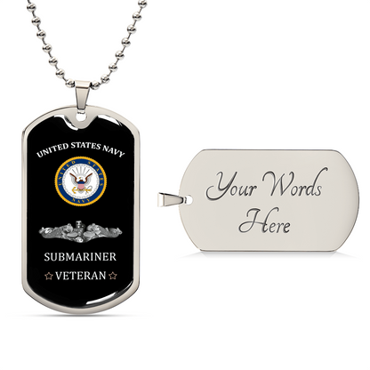 United States Navy - Submariner - Army Tag Necklace, Dog Tag Necklace