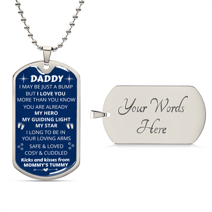 Bump Gift - Gift For New Dad - Birthday Gift - New Dad Gift From Mommy's Tummy - New Dad Gift From Wife - Daddy Gift - Army Tag Necklace, Dog Tag Necklace
