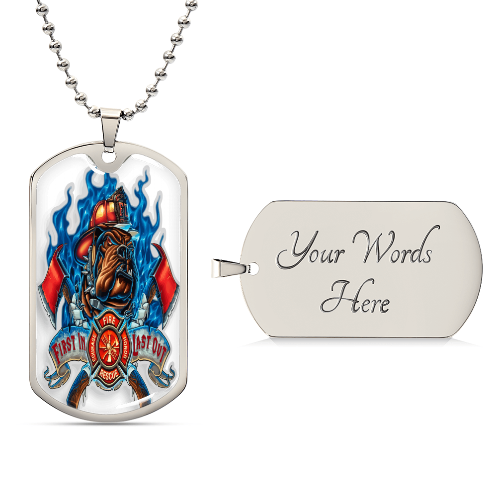 Best Gift For Firefighter Who Is A Pitbull Dog Lover - Army Tag Necklace, Dog Tag Necklace