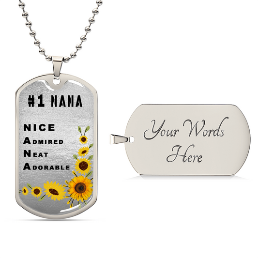 #1 Nana Personalized Dogtag Necklace Silver Mothers Day Gift - Army Tag Necklace, Dog Tag Necklace