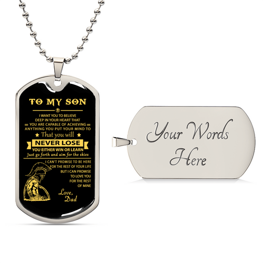 Da30 Spartan Dog Tag Dad To Son - Army Tag Necklace, Dog Tag Necklace