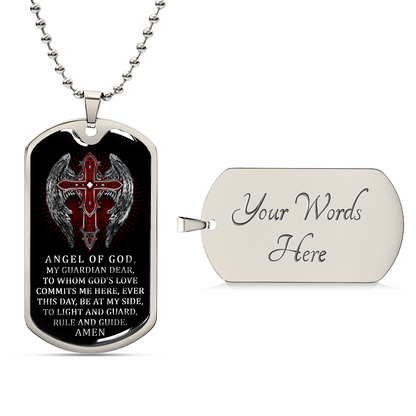Angel Of God - My Guardian - Army Tag Necklace, Dog Tag Necklace