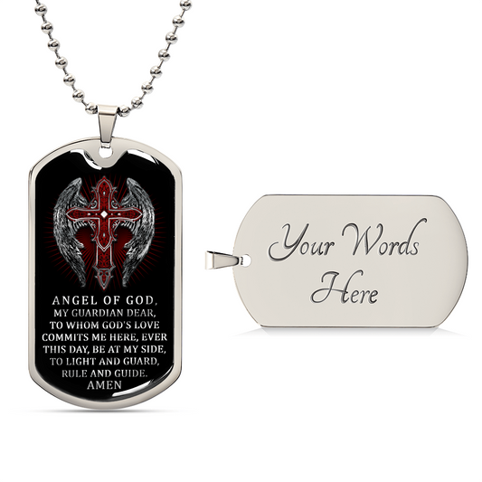 Angel Of God - My Guardian - Army Tag Necklace, Dog Tag Necklace