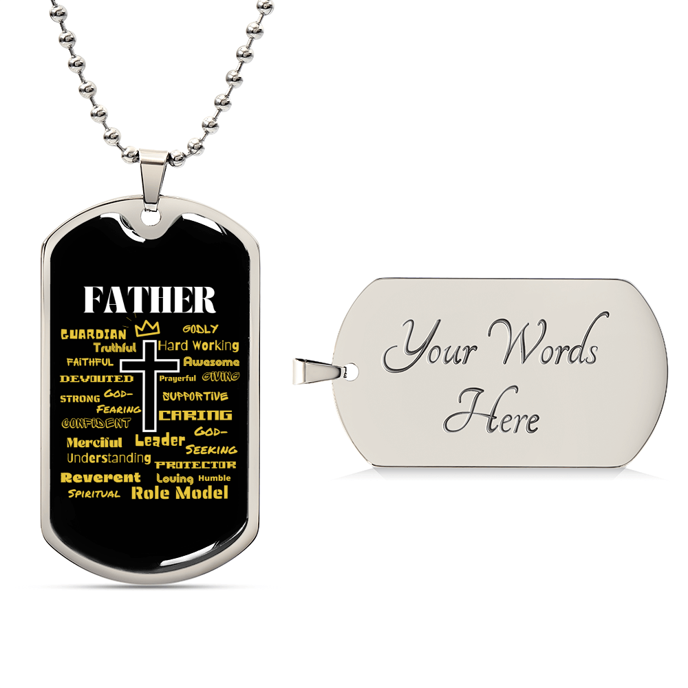 Father Dog Tag, Father's Day, Faith, Christian Father - Army Tag Necklace, Dog Tag Necklace