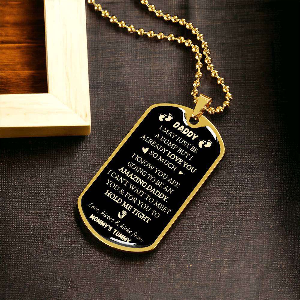 Bump Message Dog Tag - The Best Gift Ever For Daddy-To-Be - Army Tag Necklace, Dog Tag Necklace