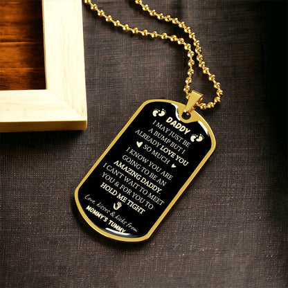 Bump Message Dog Tag - The Best Gift Ever For Daddy-To-Be - Army Tag Necklace, Dog Tag Necklace
