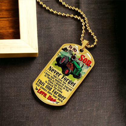 Farmer's Son - Premium Dog Tag - Army Tag Necklace, Dog Tag Necklace