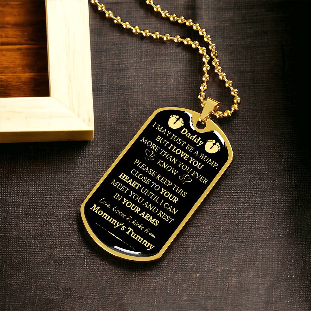 1St Fathers Day Gifts - Dad To Be Gifts - New Dad Gifts - Fathers Day Gifts From Bump - Announcement Necklace Idea - Army Tag Necklace, Dog Tag Necklace