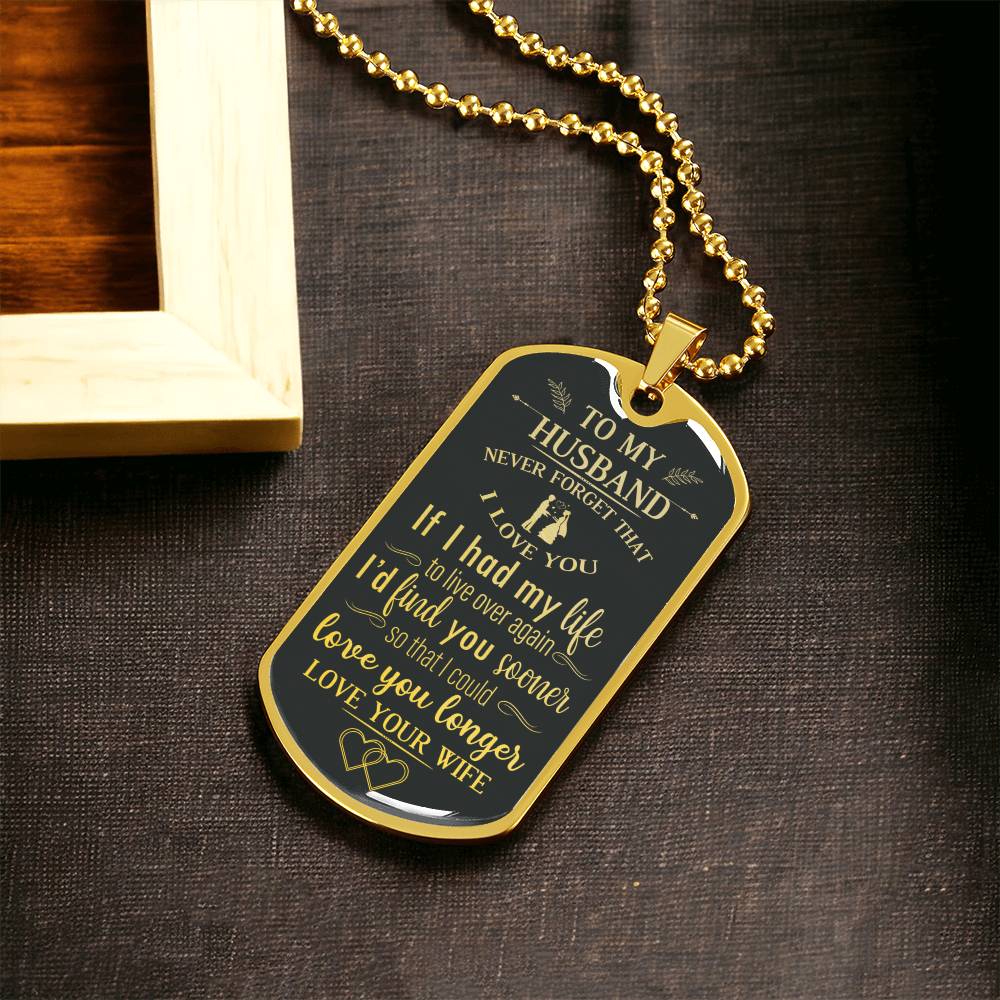 ?? LOVE YOU LONGER ?? Husband Gift From Wife - Army Tag Necklace, Dog Tag Necklace