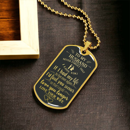 ?? LOVE YOU LONGER ?? Husband Gift From Wife - Army Tag Necklace, Dog Tag Necklace