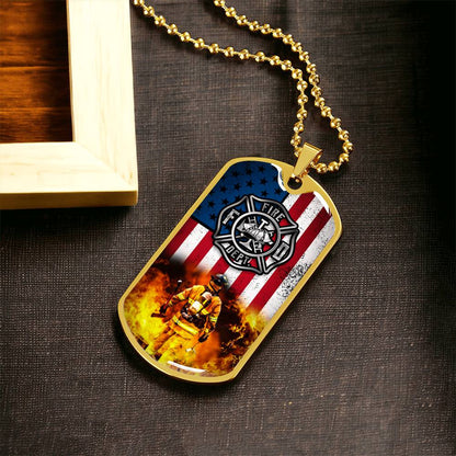 Firefighter Dog Tag Pendant Necklace gifts Engraved Fireman's Dog Tag Engraved Firefighter Dog Tag Firefighter Dog Tags - Army Tag Necklace, Dog Tag Necklace