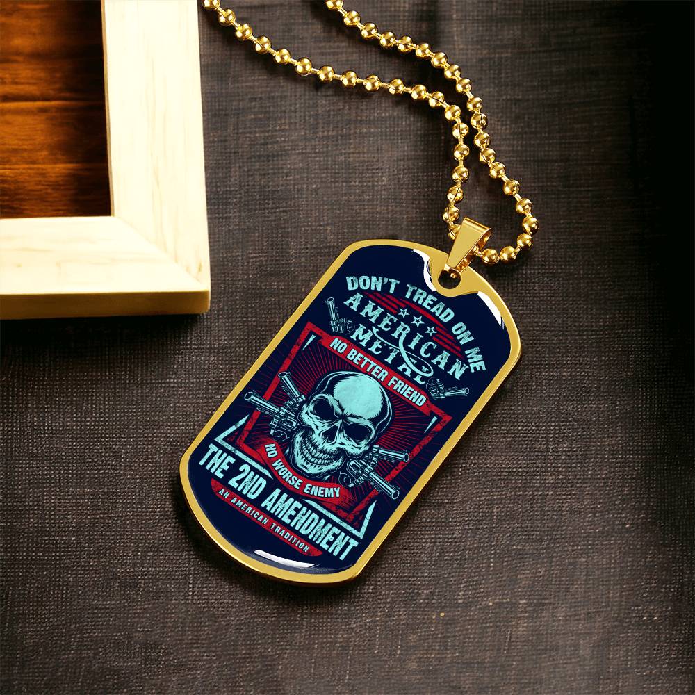 Don't Tread On Me Dog Tag With Military Ball Chain And Optional Engraving - Army Tag Necklace, Dog Tag Necklace