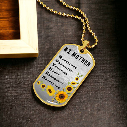 #1 Mother Personalized Dogtag Necklace Silver Mothers Day Gift - Army Tag Necklace, Dog Tag Necklace