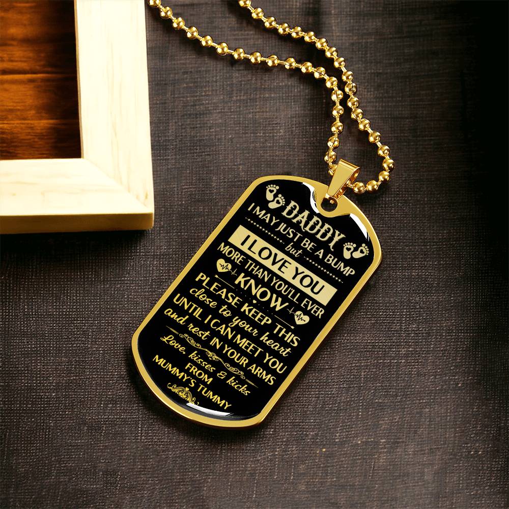 Daddy's Gift From Mommy's Tummy - Father's Day Gift - Daddy Gift - Dog Tag Necklace For New Dad - Pregnancy Gift - Bump Gifts - Army Tag Necklace, Dog Tag Necklace