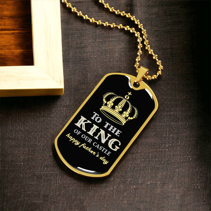 Gift For Dad - Father's Day Necklace - Father Is King - Necklace For Fathers Day - Father, Daughter, Son Gift - Dad Gift For Him - Army Tag Necklace, Dog Tag Necklace