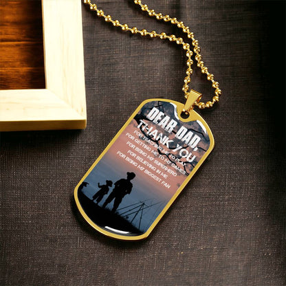 Dear Dad Thank You - Army Tag Necklace, Dog Tag Necklace
