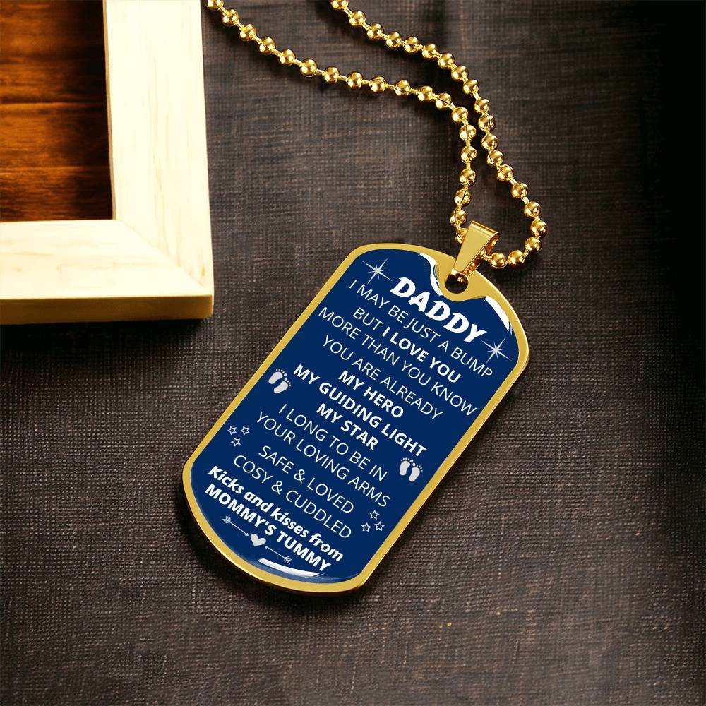 Bump Gift - Gift For New Dad - Birthday Gift - New Dad Gift From Mommy's Tummy - New Dad Gift From Wife - Daddy Gift - Army Tag Necklace, Dog Tag Necklace