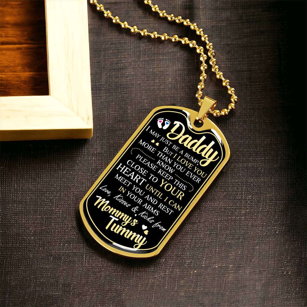 Daddy's Gift From Mommy's Tummy - Father's Day Gift - Daddy Gift From Unborn - Dog Tag Necklace For New Dad - Bump Gifts - Army Tag Necklace, Dog Tag Necklace