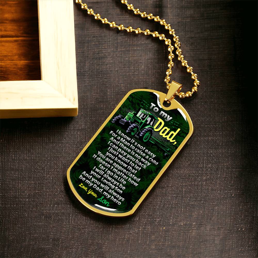 Father's Day Gift - Gift For Dad - Father Birthday Gift - Birthday Gift - Dad Dog Tag - Gift From Son - Dad Pendant Necklace - Army Tag Necklace, Dog Tag Necklace