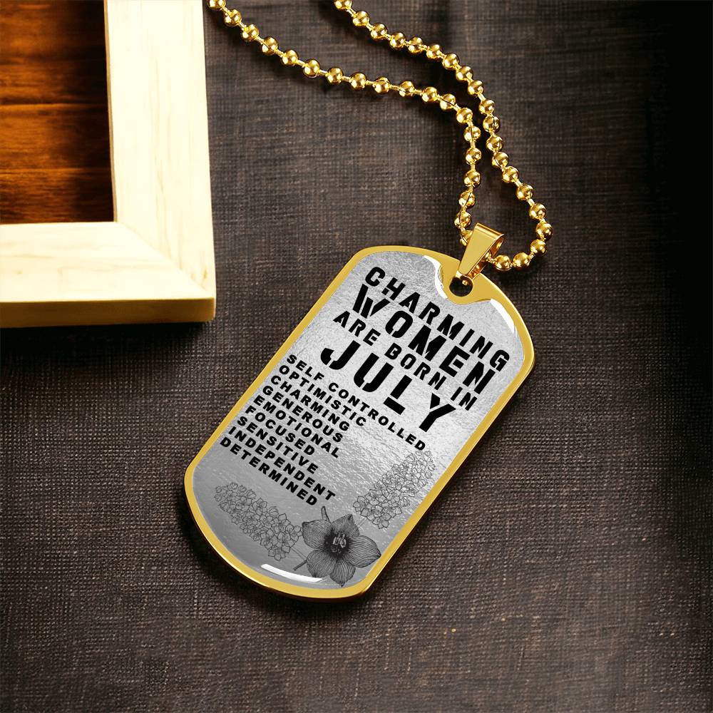 Charming Women Are Born In July Luxury Necklace With Dog Tag Silver - Army Tag Necklace, Dog Tag Necklace