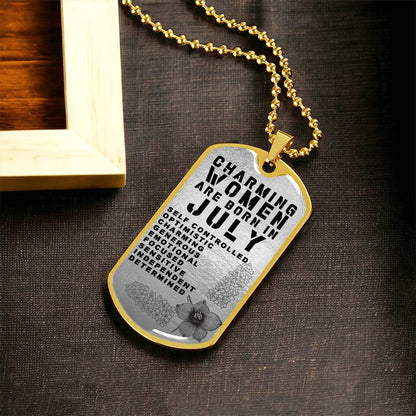 Charming Women Are Born In July Luxury Necklace With Dog Tag Silver - Army Tag Necklace, Dog Tag Necklace