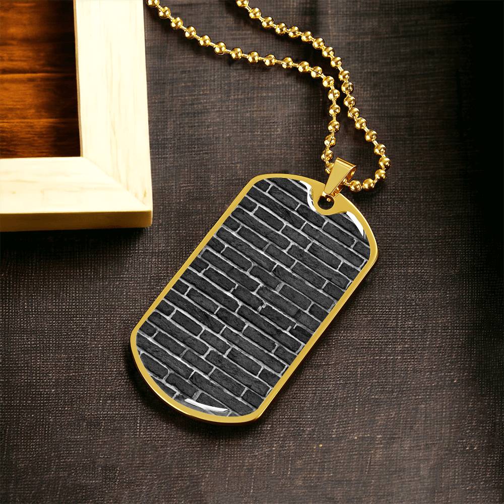 Black Bricks - Bricklayer Dog Tag With Military Ball Chain Jewelry Necklace - Army Tag Necklace, Dog Tag Necklace