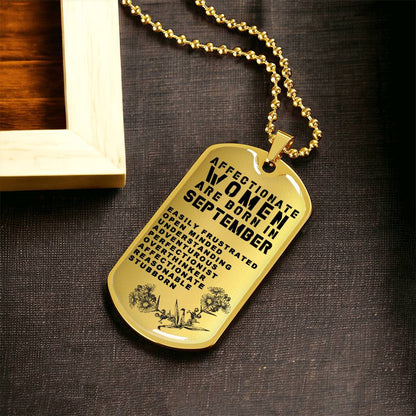 Affectionate Women Are Born In September Luxury Necklace With Dog Tag Gold - Army Tag Necklace, Dog Tag Necklace
