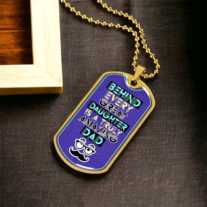 Amazing Dad Dog Dag Necklace, Luxury Dog Tag, Gift For Dad From Daughter - Army Tag Necklace, Dog Tag Necklace