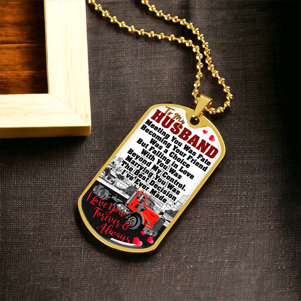 Truckers Necklace, Truck Driver Gift - Gift For Husband, Boyfriend, My Man, Husband Necklace - Father's Day Gift - Army Tag Necklace, Dog Tag Necklace