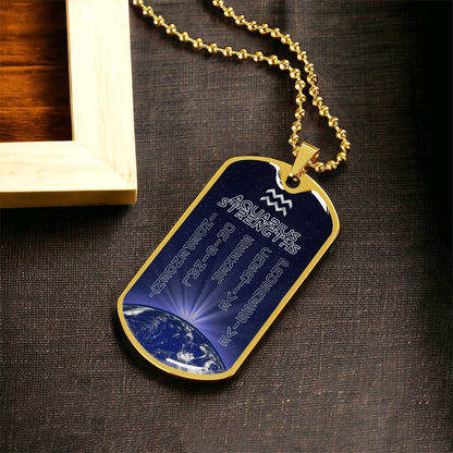 Aquarius Personalized Dog Tag Necklace - Army Tag Necklace, Dog Tag Necklace