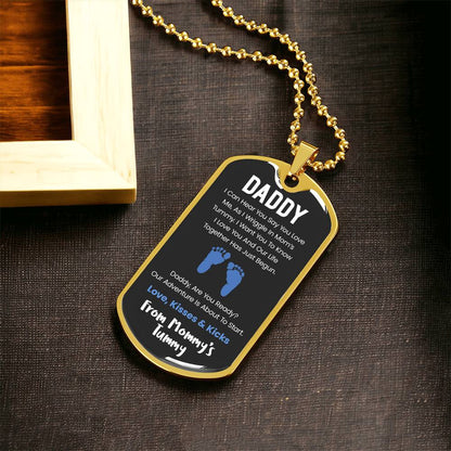 Daddy I Can Hear You Say You Love Me - Blue Version - Army Tag Necklace, Dog Tag Necklace