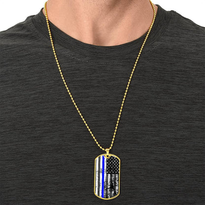 70 Thin Blue Line - Army Tag Necklace, Dog Tag Necklace