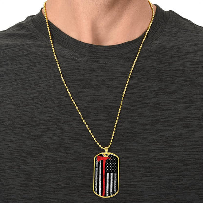 Firefighter Thin Red Line - Military Style Dogtag - Army Tag Necklace, Dog Tag Necklace