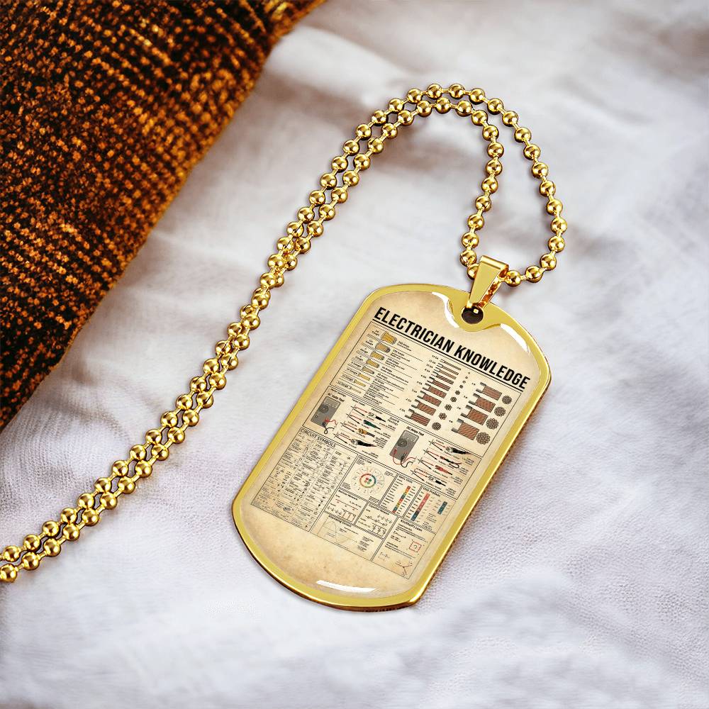 Electrician Knowledge Dog Tag Pendant - Army Tag Necklace, Dog Tag Necklace