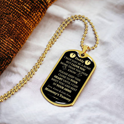 1St Fathers Day Gifts - Dad To Be Gifts - New Dad Gifts - Fathers Day Gifts From Bump - Announcement Necklace Idea - Army Tag Necklace, Dog Tag Necklace
