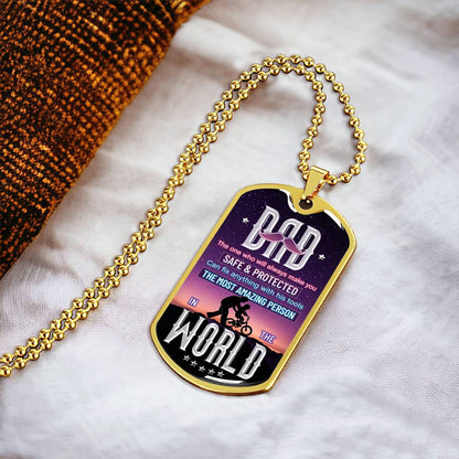 Dad Chain, Gift For Dad, Love Daddy Dog Tag Necklace, Handstamped Fathers Day Gift From Son - Army Tag Necklace, Dog Tag Necklace