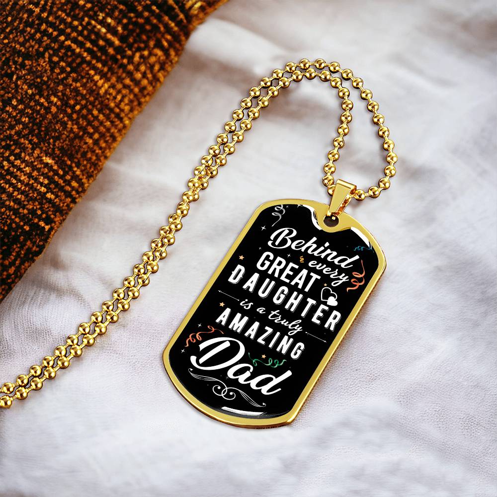 Father Daughter Gift - Father's Day Gift - Birthday Gift For Dad -  Gift From Daughter - Father Gift - Gift For Him - Army Tag Necklace, Dog Tag Necklace