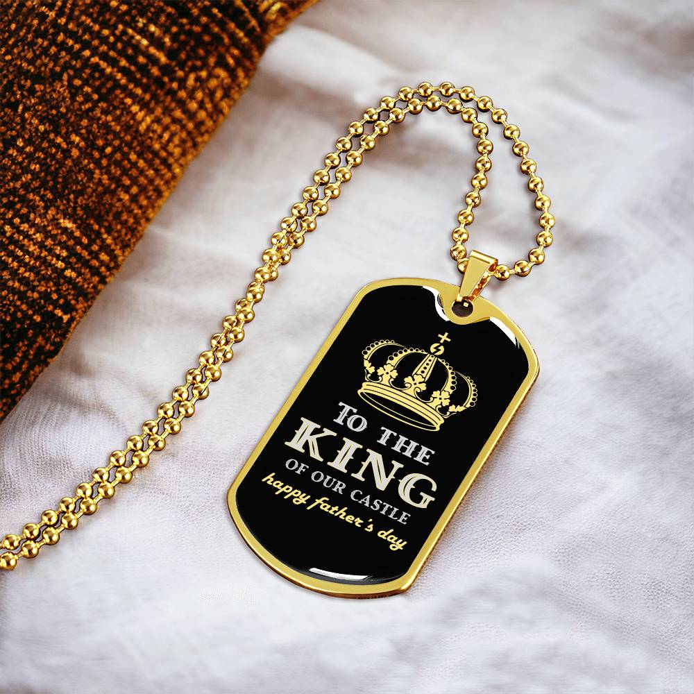 Gift For Dad - Father's Day Necklace - Father Is King - Necklace For Fathers Day - Father, Daughter, Son Gift - Dad Gift For Him - Army Tag Necklace, Dog Tag Necklace