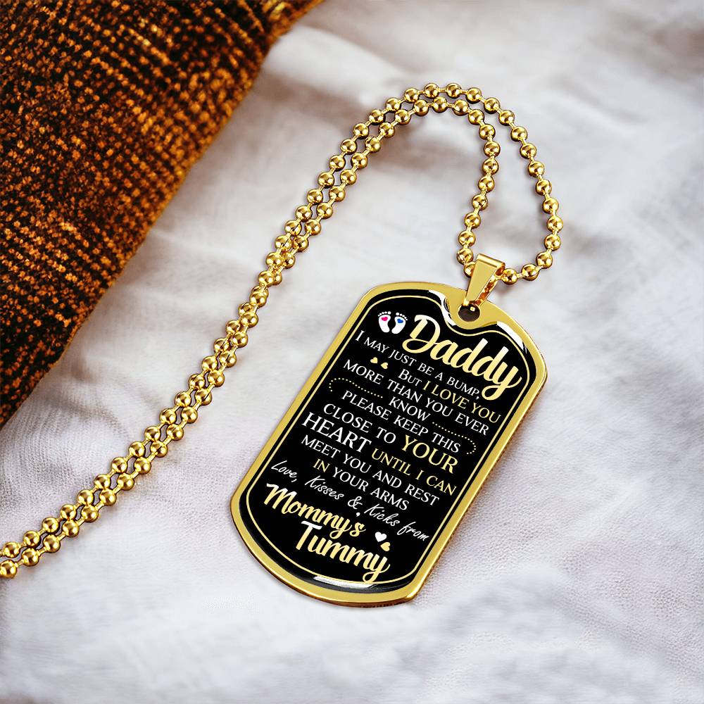 Daddy's Gift From Mommy's Tummy - Father's Day Gift - Daddy Gift From Unborn - Dog Tag Necklace For New Dad - Bump Gifts - Army Tag Necklace, Dog Tag Necklace